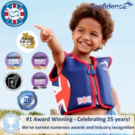 Konfidence Swim Jacket - Premium Swim Vest with Removeable Safety Strap for Kids| Adjustable Buoyancy | UKCA & CE Compliant | Swim School Approved (Gelato Mint, L (19-30kgs))