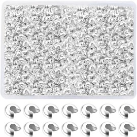 800 fundas de abalorio engarzadas para hacer joyas, 4 mm, cobertura de nudo de abalorio de engarzado, abalorio pequeñas para manualidades, manualidades (plateado)