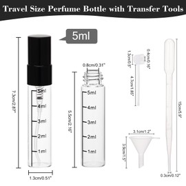 Beomeen 24Pcs 5ML Clear Glass Perfume Travel Refillable Spray Bottles, Mini Perfume Bottle Empty, Portable Cologne Atomizer Sprayer Travel Size Containers Refill Bottles Kit for Toiletries Dispenser