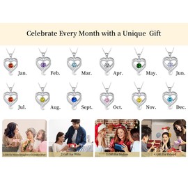Sterling Silver Pendant Necklace for Women, May Birthstone Necklaces silver Wedding Anniversary Heart Necklace Women's Jewelry Mother’s Day, Valentine’s Day ,Birthday ,Christmas Gifts for Women