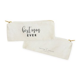 (Best Mom Ever) - The Cotton & Canvas Co. Best Mom Ever Pencil Case, Cosmetic Case and Travel Pouch for Office and Back to School
