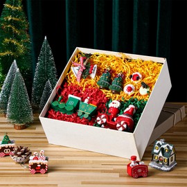 Spiareal 1.1 lb Crinkle Cut Paper Shred Filler Great for Gift Wrapping, Basket Filling, Graduation Shred Paper Filler, Birthdays, Weddings, Anniversaries, and Other Occasions(Christmas Color)