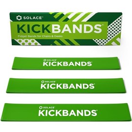 KICK BANDS - Bandas para silla para niños con pies inquietos, paquete de 3 – Bandas para aliviar el estrés y el TDAH para sillas de aula y escritorios – Banda sensorial Solace (verde)
