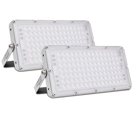 Bellanny LED Spotlight 100 W 10000 LM Super Bright LED Spotlight, 6500 K Cool White LED Floodlight - IP65 Waterproof LED Spotlight Outdoor Spotlight for Garden Garage Patio Sports Field Pack of 2