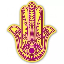 AK Wall Art Hamsa Hand Pink Yellow Car Vinyl Sticker - SELECT SIZE - (A) X-Small: 2.5"