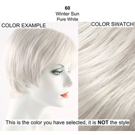 Playmate Straight Hair Topper Color 60 Winter Sun - Jon Renau Hairpieces 5" Short Synthetic Top Piece Large 6.5" x 9" Base Cover Top Temple Area Open Weft Bundle MaxWigs Hairloss Booklet