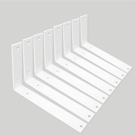 Shelf Brackets 10 Inch Wall L Brackets 8PCS Heavy Duty for Shelves Metal White Rustic Industrial Brackets for DIY Opening Shelves Project Hardware Included