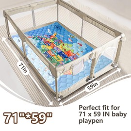 Beavtaens Baby Play Mats for Floor, 71”x59” Upgraded Thickness & Larger Super Soft Playmat for Babies and Toddlers, Foldable Washable, Upgrade Anti-Slip Crawling Mat for Playpen(Map)