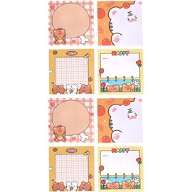 KICHOUSE Notas Adhesivas Papel Autoadhesivo Reutilizable Cuadradas Diseño Colorido en Kit de 8 Blocs para Mensajes y Recordatorios para Oficina y Escuela
