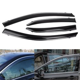 x xotic tech 4X Smoked Tinted Chrome Window Sun Wind Rain Snow Guard Air Deflectors Visors Trims Compatible with Toyota Camry 2018-2024