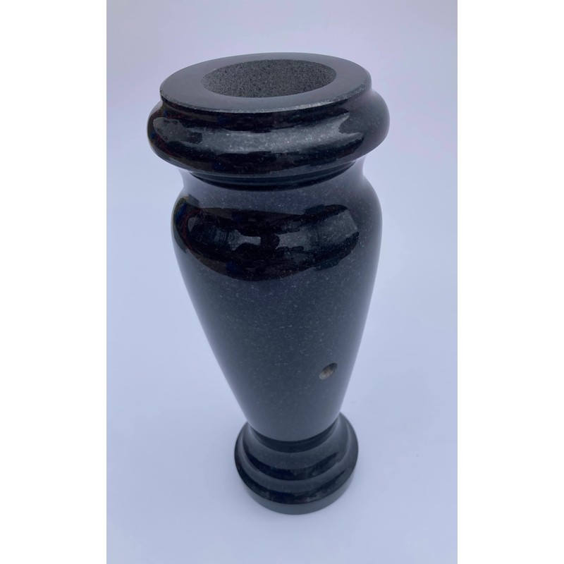 Turned Granite Vase Polished 4" x 10" Black