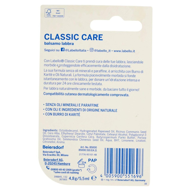 BL.CREMA LABELLO CLASSIC BLU x1