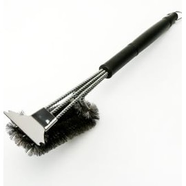 Grillbürste,CNMTCCO 45cm Edelstahl Bürste Grill, Ausgestattet mit Einer extra Langen Reinigungsbürste, Abstreifer und PP Wärmedämmung Griff für Gasgrill,Holzkohlegrill,Kugelgrill und Grillrost.