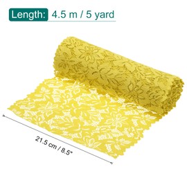 MECCANIXITY 8.5 Inch Wide 5 Yard Lace Ribbon Floral Pattern Yellow Lace Trim Ribbon Spandex and Nylon Lace Trim for Sewing Making, DIY Crafts,Gift Wrapping, Wedding Decor