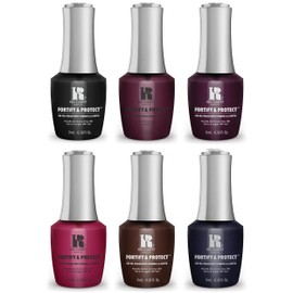 RC Red Carpet Manicure Kit 6 Fortity & Protect Bundle Dark Jewels - Soak Off Polish, Long-Lasting, Vibrant Colors, Professional Quality, High Shine, Chip-Resistant.