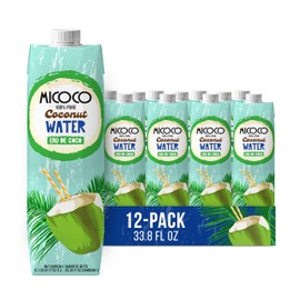 MICOCO Coconut Water, No Added Sugar, 33.8 Fl Oz (Pack of 12)