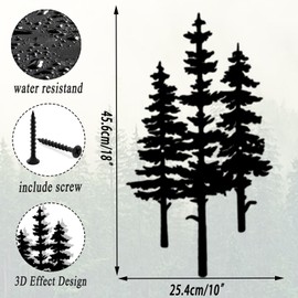 Baitiane Metal Wall Art Decor- Pine tree Rustic Cabin Decoration - Modern Home Hanging for Living Room, Bedroom, Office, Farmhouse - Elegant Gift Idea for Housewarming Indoor & Outdoor (L) 18"x10"