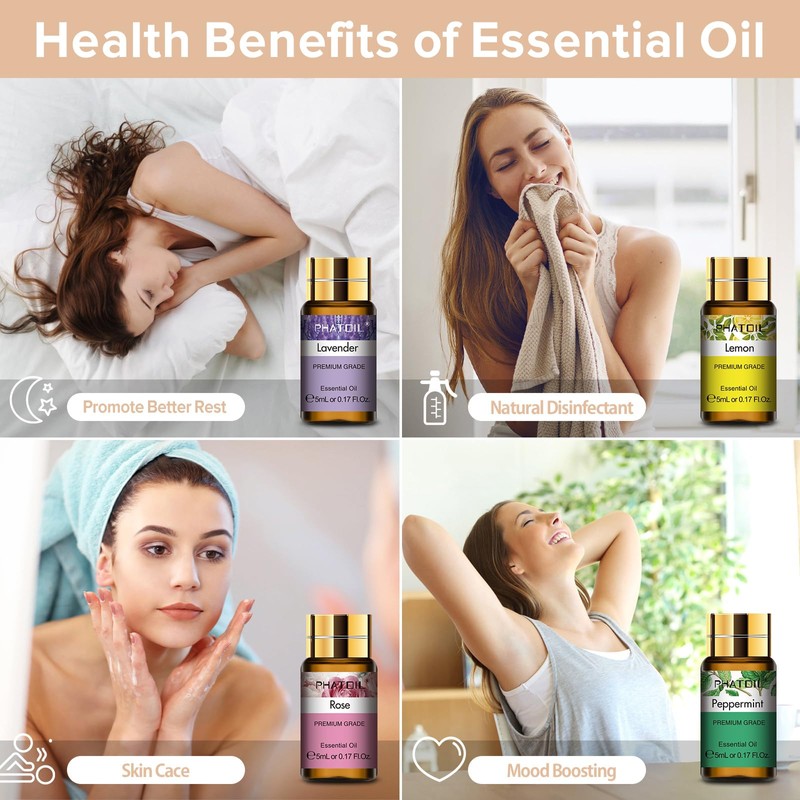 PHATOIL Essential Oil Set, Aroma Oil, Trial Set, Natural, Essential