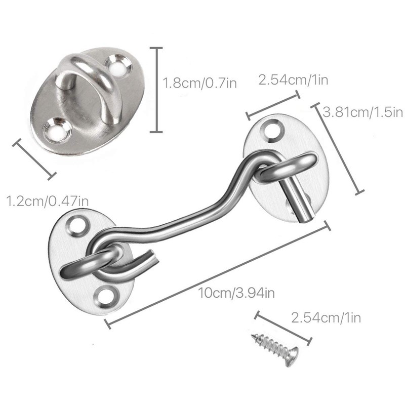 Hook and Eye Latch, 3 Pack Barn Door Latch, Heavy