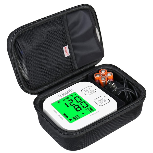 BOVKE Carrying Case for iHealth Track Smart Upper Arm Blood Pressure Monitor, iHealth Bluetooth Blood Pressure Machine Case, Black