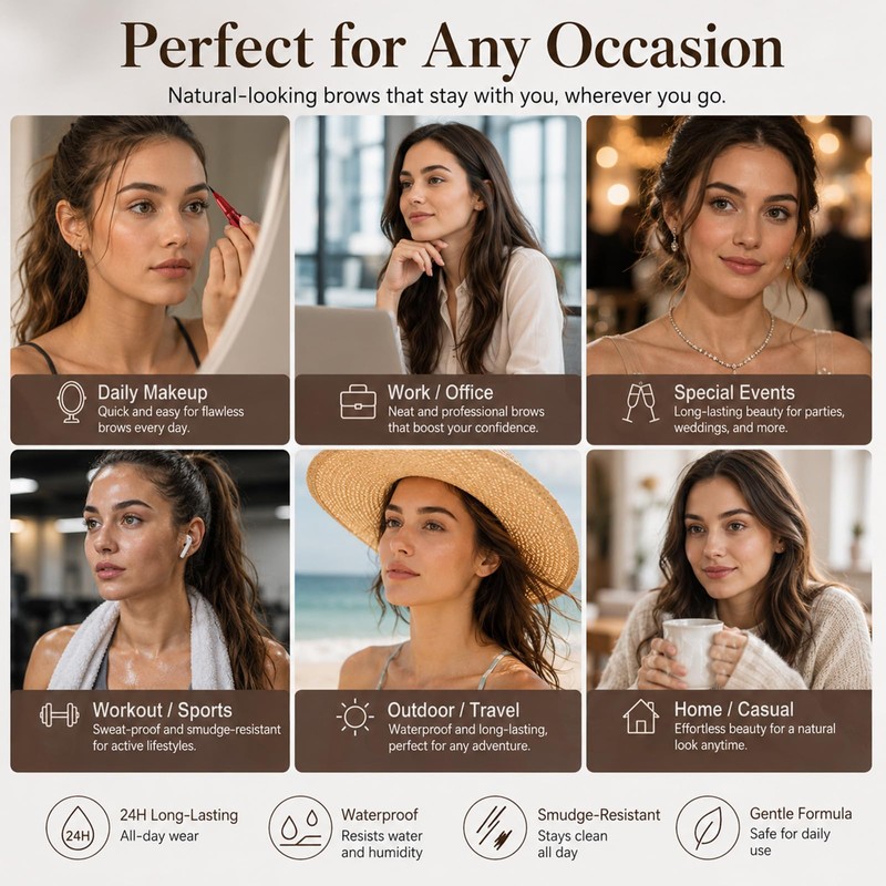 Eyebrow Pencil for Women, Dual-Ended Microblading Eyebrow Pen with 2-Fork