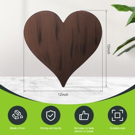 Tandefio 3 Pcs Heart Garden Stepping Stones Brown Cast Iron Stepping Stones Rustic Style Outdoor Stones for Garden Walkway Outside Decorative Decor, 12 Inches
