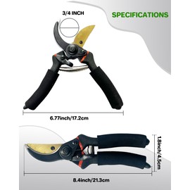 YILANBON Premium Bypass Pruners for Garden – Heavy-Duty SK5 Carbon Steel Blades, Extra-Sharp Pruning Shears with Padded Grip Handles for Effortless Plant Trimming