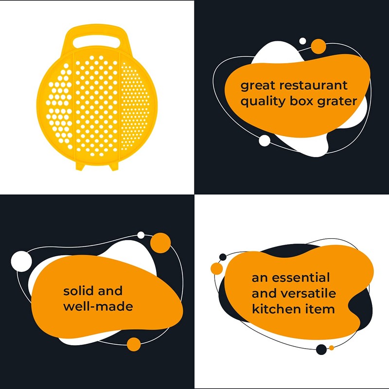 Flat All Plastic Food Grater - Handheld Sturdy Cheese and