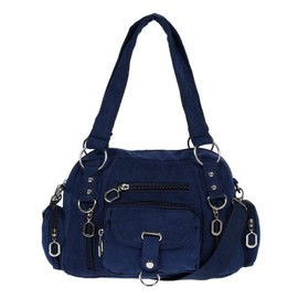 Christian Wippermann - High-quality shoulder bag women's fabric canvas 32 x 20 x 10 cm - adjustable strap 75-145 cm - many compartments with zip - perfect canvas bag for work and leisure blue
