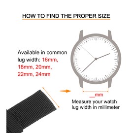 HARFINGTON Black Nylon Watch Band 18mm Width Soft and Comfortable Nylon Strap for Men, Universal Replacement Canvas Watchband