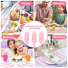 100 Pcs Pink Glitter Plastic Forks, Disposable Heavy Duty Pink