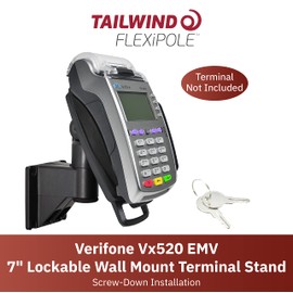 ENS Tailwind Verifone Vx520 EMV 7" Latch and Lock Wall Mount Terminal Stand, Black