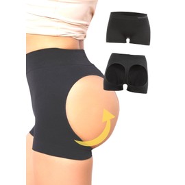 Momoful Girdle Shapewear Butt Lifting Shorts, Tummy Tightening, High Waist, Women's, Beautiful Butt, Postpartum Compression, Perforation, Black x 2