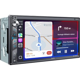 SJoyBring Double Din Car Stereo with Dash Cam, Wireless Apple CarPlay & Android Auto, 240W 4.2CHN, 7" Touchscreen, SWC, Bluetooth, FM/AM Car Radio, 2 Subwoofers Outputs, Backup Camera