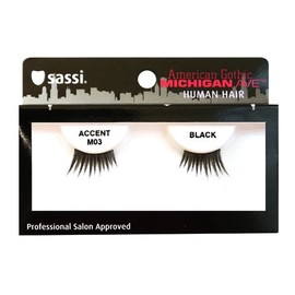 Sassi 804-M03 Michigan Ave 100% Human Hair Accent Eyelashes, Black, 1 Count (Pack of 6)