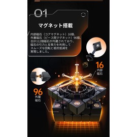 GAN562M UV-Coated 5x5 Cube [Japanese Version 6-sided Instruction Manual & Stand & Cloth Included] Built-in Magnet, Adjustable, UV Coating, Stickerless (GAN562M UV)