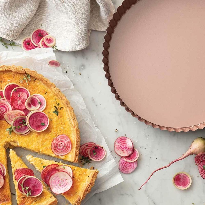 Wiltshire Rose Gold Quiche and Tart Pan, Round, Non-Stick, Removable