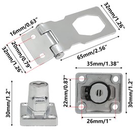 Kyuionty 4 Pcs Keyed Hasp Locks 2.5 Inch Twist Knob Keyed Locking Hasp, Metal Safety Hasp Latches Keyed Different for Small Doors, Cabinets (Silver)