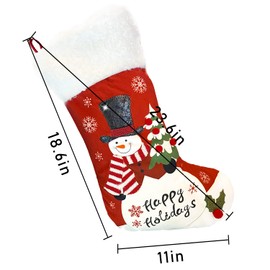 Mauts 20" White Christmas decorations stocking, With Silver Pearl Snowflakes, Used For Gift Box Mantel Decoration Party Christmas (Red 1)