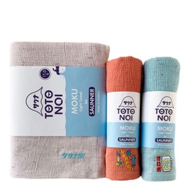 Kontex Sauna MOKU <56979-90> L 1 Sheet and M 2 Piece Set, L Sauna Part (Baby Pink), M Heatwave (Mandarin), M Oropo (Aqua)