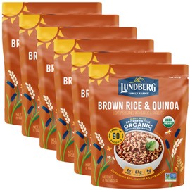 Lundberg Brown Rice & Quinoa, Ready in 90 Seconds – Regenerative Organic Certified Brown Jasmine Rice with Quinoa, Microwavable, Lightly Seasoned Organic Rice with Garlic & Shallots, 8 Oz (Pack of 6)