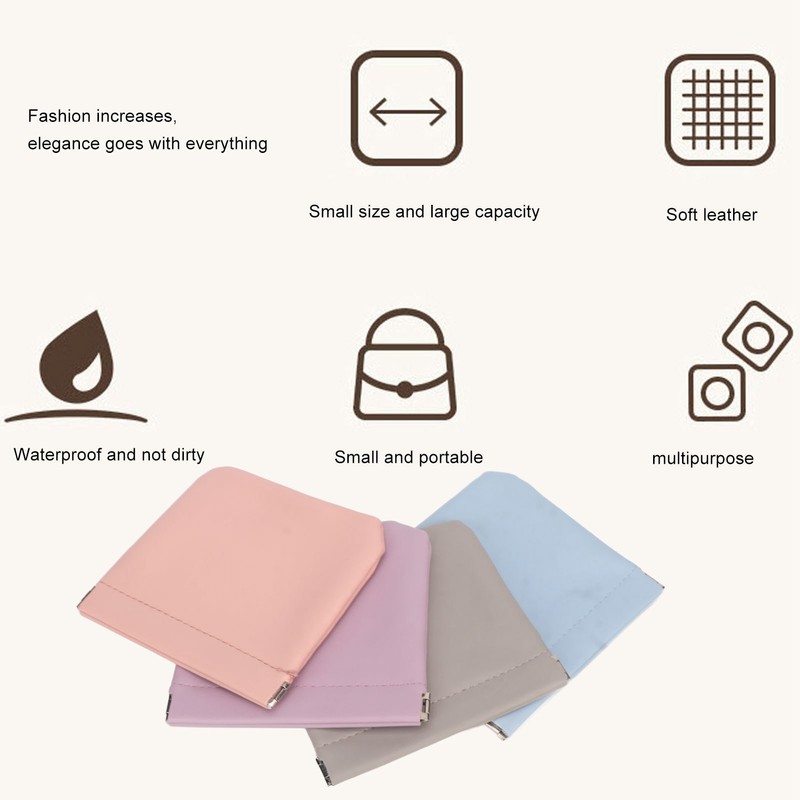 4 Colors Mini Lipstick Storage Bag Automatic Closure Portable PU