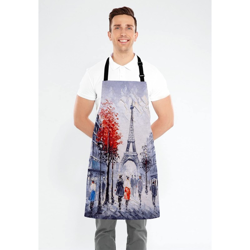 Wasach Eiffel Tower Apron, Oil Painting Paris Apron Home Kitchen