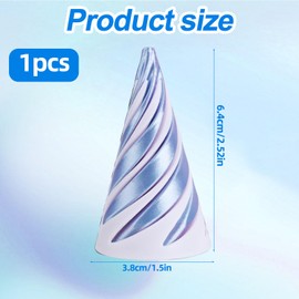 Spiral Cone Fidget Toy, 3D Printed Cone Impossible Pyramid Passthrough Sculpture Helix Pass Through Fidget Toy for Kids and Adults Stress Relaxation Random Stuff Gifts (White Purple)