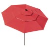 11ft 3-Tier Red Iron Patio Umbrella with 40LEDs Solar Powered