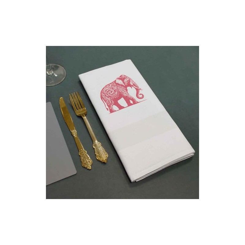 'Stylised Pink Elephant' Cotton Napkin/Dinner Cloth (NK00042303)