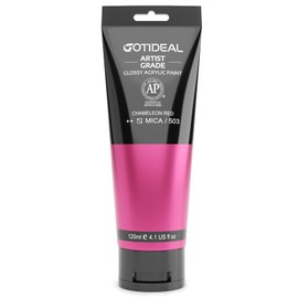 GOTIDEAL Iridescent Acrylic Paint Chameleon Red Tubes(120ml, 4.1 oz) Non Toxic Non Fading,Rich Pigments for Painters, Adults & Kids, Ideal for Canvas Wood Clay Fabric Ceramic Craft Supplies