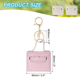 PATIKIL PU Leather Handbag Keychain, Coin Purse Keychain Earphone Pouch Handbag Decoration Purse Charm Cute Pendant Keychain, Pink