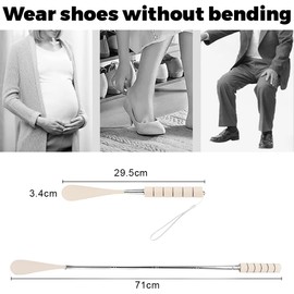 Schuhlöffel Lang Kunststoff, Schuhanzieher Lang,Teleskop Schuhlöffel, Ausziehbarer Schuhanzieher Langer Kunststoff Mit Rutschfester Grifffür Männer Frauen Kinder Senioren,Cremefarben