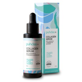 puhdas+ Collagen Serum Face 30 ml | Face Serum with Collagen, Vitamin C & Sea Buckthorn | With Biotin & Argan Oil | For Face & Décolleté | Made in Finland